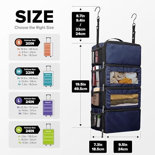 Suitcase Organizer, Travel Luggage Organizer Hanging Shelves Packing Cube Closet/Collapsible Portable Travel Organizer for Carry-on thumbnail 2