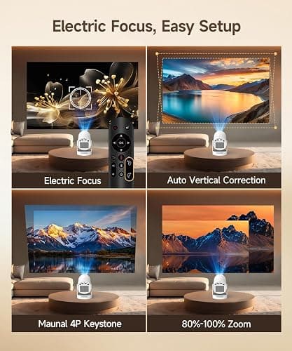 Magcubic Projector 4K with WiFi and Bluetooth, Mini Portable Proyector with Auto Keystone, Outdoor Movie for Bedroom,200 ANSI,180 Degree Rotation,Built-in Apps Android 11 (Electric Focus & HY300Ultra) thumbnail 2