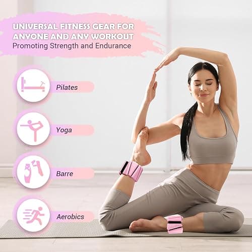 Wrist Ankle Weights for Women Set of 2, Adjustable Silicone Weighted Bangles, Wearable Ultra-durable Strips Weight Bracelet 2 lbs/4 lbs for Yoga, Pilates, Barre, Walking, Arm & Leg Workout thumbnail 5