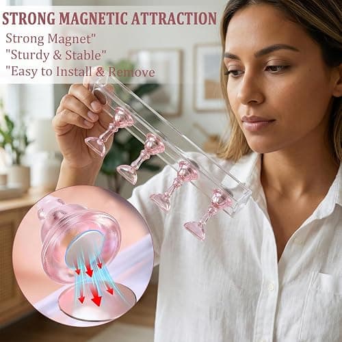 UPEOXT Nail Stand for Press on Nails, 2 Sets Acrylic Nail Holder for Painting Nails Gel, Magnetic Practice Kit with 1 Heart Base, 1 Flower Base, 100 Adhesive Stickers, DIY Salon Art Display Supplies thumbnail 3