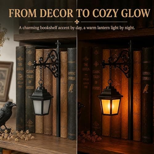 Library Lantern Mini Bookshelf Lamp, Vintage Hanging LED Book Shelf Lights | with Bookend-Style Base,Warm Decorative for Home Library,Study and Reading Corner,Enchanting Gift for Literary Lovers(3 PCS) thumbnail 7