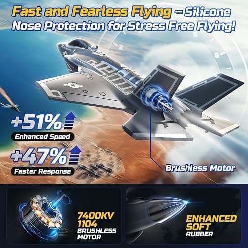DEERC F35 4 Channel Brushless RC Plane for Adults Remote Control Airplane EDF Fighter Jet,2.4GHz 6-axis Gyro Stabilizer EPP RTF Hobby Glider Aircraft Plane Easy to Fly for Advance Player thumbnail 2