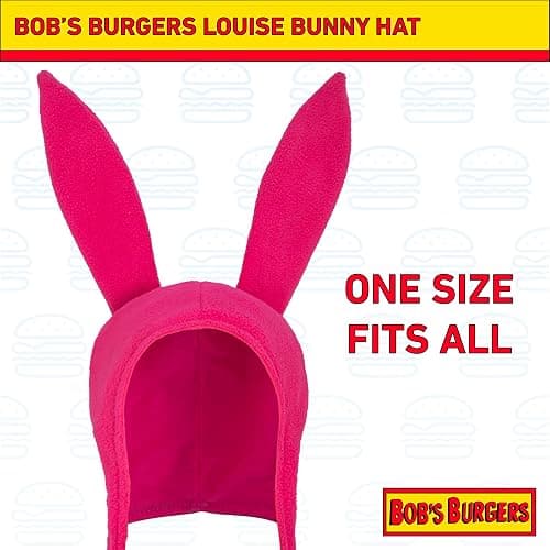 Concept One Womens Bob's Burgers Louise Cosplay Bunny with Floppy Ears Fleece Beanie Hat, Pink, 0 US thumbnail 4