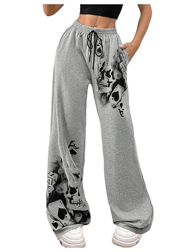 SOLY HUX Women's Y2k Sweatpants Drawstring Waist Straight Leg Gothic Grunge Pants Streetwear - Image 1