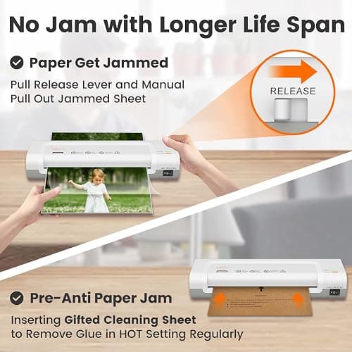 VidaTeco Laminator Machine 9-inch Thermal Laminator with Laminating Sheets 20 pcs,Laminating Machine with 2-Min Faster Preheat,Small Personal Lamination with Patented Roller for Teacher,Home thumbnail 7