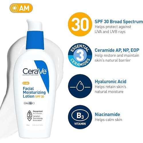 CeraVe Face Cream BUNDLE, Cerave AM Facial Moisturizing Lotion with SPF 30 & PM Facial Moisturizing Lotion, Formulated with Hyaluronic Acid & Ceramides, Non-Greasy, Gentle on Skin & Fragrance-Free thumbnail 4