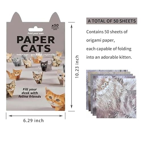 DIY Paper Cats - 50 Sheets DIY Origami Paper to Fold Cute Cat Figures, Fun Creative Art Project, Fun Craft Activity for Adults & teens，Desk Decor and Gift for Pet Lovers (Cat) thumbnail 3