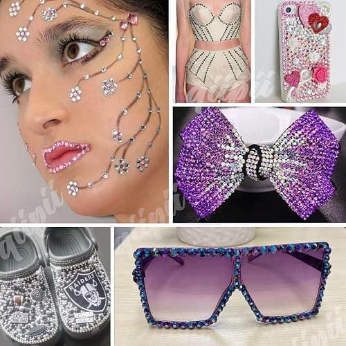 qiipii 20000PCS 24 Color Jelly Resin Rhinestones w B7000 Glue for Bedazzling Crafting 3mm 4mm Flatback Rainbow Stones Colorful AB Gems Diamonds Charms Bedazzler Kit for Nails Eyes Face Makeup Beauty thumbnail 5