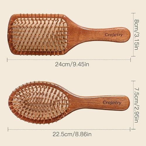2-Piece Bamboo Hair Brush Set for Hair Growth (Oval & Square) - Natural Wooden Scalp Massage Brush with Bamboo Bristles,Detangling Hairbrush for Women,Men,All Hair Types - Ergonomic Handle thumbnail 7
