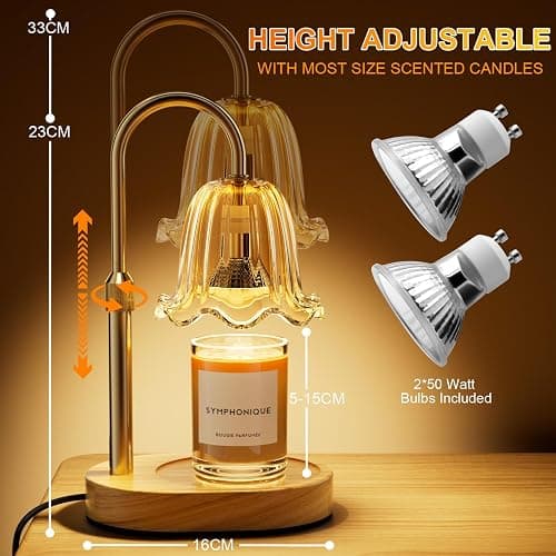 Draome Candle Warmer Lamp - Dimmable & Timer, Height Adjustable Flameless Candle Lamp for Jar Candles, Ideal Gifts for Women's Birthday, Christmas & Anniversary(Includes 2 Bulbs) thumbnail 2
