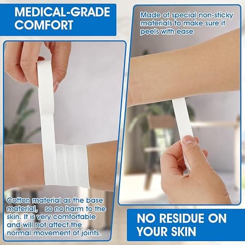 YUXIANLB Finger Tape, 0.5 Inch x 10 Yard White Athletic Tape Extra Strong Adhesive, 3 Rolls Sport Tape, Medical Tape, Foot Tape for Rock Climbing, Grappling, Basketball, Lifters and BJJ Finger Tape thumbnail 3