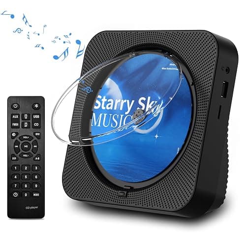 CD Player Portable Bluetooth 5.1 Desktop CD Player with HiFi Sound Speakers,Remote Control,Dust Cover,LED Display,Boombox FM Radio,USB/AUX for Home,Kids (Black) - Image 1