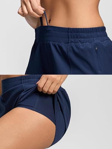 MCEDAR Women's Running Shorts Low Waisted 2.5"，Lightweight Active Workout Quick Dry Gym Athletic Sports Shorts Zip Pocket thumbnail 2
