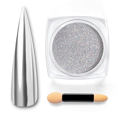 Beetles Sliver Chrome Nail Powder Mirror Metallic Effect | Nail Glitter Manicure Pigments Premium Salon for Nail Art Design, 0.04oz/1g - Image 1