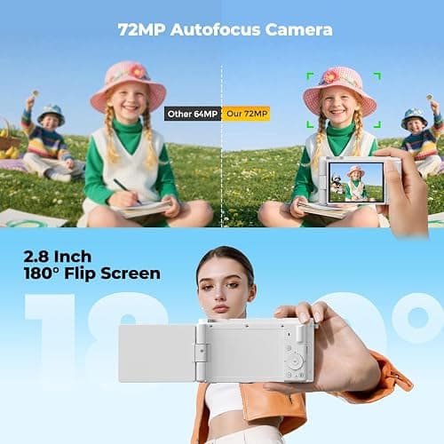 5K Digital Camera for Photography with 6X Optical Zoom, 2.8" Flip Screen Ultra HD Autofocus Vlogging Camera for YouTube with Anti-Shake Cámara Digital with 64GB SD Card UV Filter 2 Batteries thumbnail 4