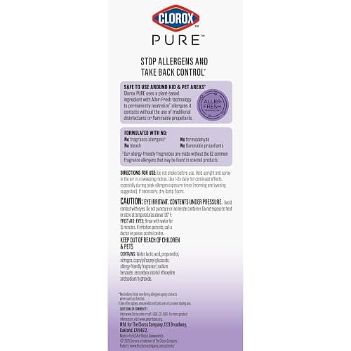 Clorox PURE Allergen Neutralizer Daily Air Spray, Nighttime Calm, 8 Ounces (Pack of 2) thumbnail 15