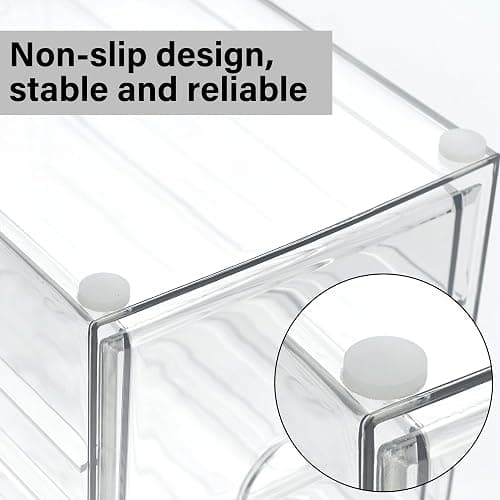 Prsildan Acrylic Drawer Makeup Organizer with 4 Drawers, Set of 2 Office Desk Organizers Accessories, Clear Stackable Storage Drawers for Vanity, Countertop, Craft, Jewelry, Art Supply Organization thumbnail 6