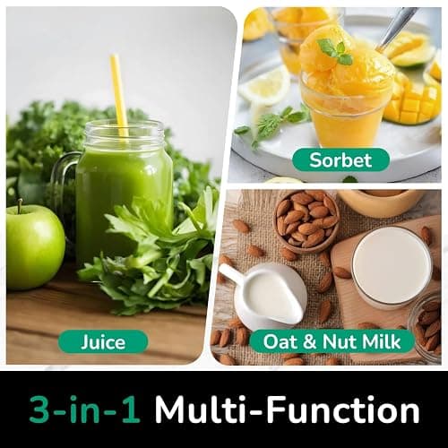 Canoly C16 Cold Press Juicer, with a 6" Wide Chute & Self-Precut, 3-in-1 Strainers (Juice & Sorbet & Nut Milk), BPA-Free Construction, Powered by a AC Brushless Motor (Space Gray) thumbnail 2