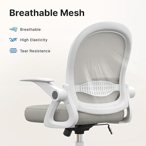 naspaluro Home Office Chair Ergonomic Desk Chair Swivel Computer Chair Mid-Back Mesh Chair with Flip-up Armrests and Lumbar Support for Home/Office - Gray thumbnail 6
