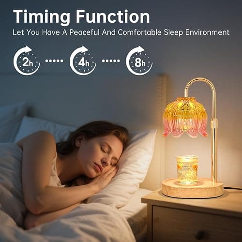 Flower Candle Warmer lamp with Timer Dimmer,Adjustable Height Candle Warmer,Fits All Jar Scented Candles,Christmas Gifts for Mom Women,Candle Lamp for Bedroom Home Decor,Light Pink thumbnail 4