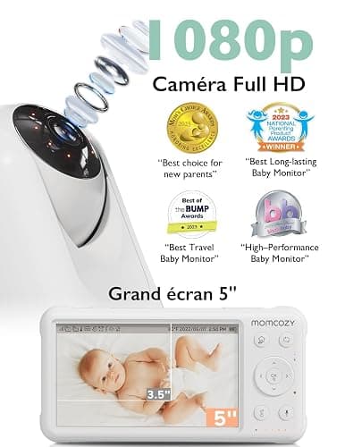 momcozy Babyphone avec caméra Écran 5 Pouces HD 1080P Moniteur bébé sans WLAN Batterie 5000 mAh Audio bidirectionnel Mode Vox IR Vision Nocturne Objectif Grand Angle Portée 960 Pieds BM01 thumbnail 4
