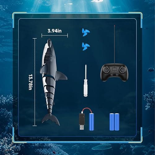 fygurso Remote Control Shark Toys High Simulation,Water Toys for Kids, High Simulation Shark for Pool & Bath, Ideal Gifts for Boys Ages 6+ (Gray) thumbnail 7