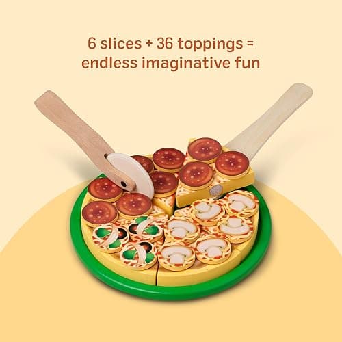 Melissa & Doug Wooden Pizza Party Play Set, 36 Self-Stick Toppings, Pizza Toy Kitchen Set & Play Kitchen Accessories, Preschool Toys for Boys & Girls 3+ thumbnail 9