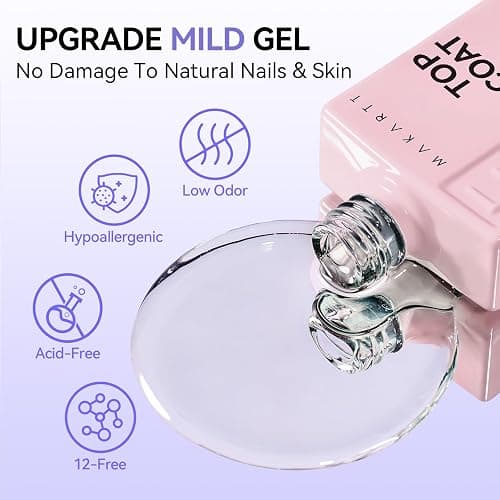 Makartt Gel Top and Base Coat Set: 2 PCS 15ml No Wipe Upgrade Diamond-Shine Long-Lasting Base and Top Coat Gel Nail Polish Soak Off UV LED Lamp Needed Home DIY Gift Women thumbnail 5