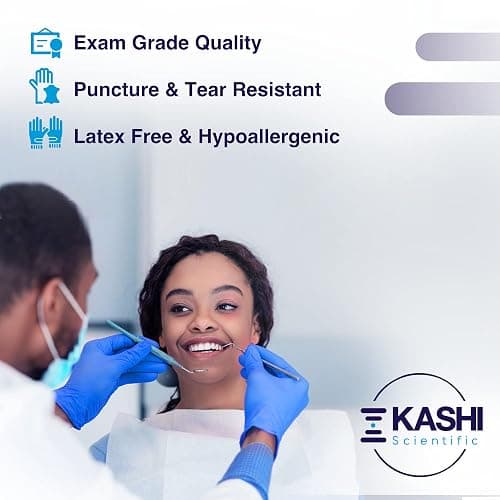 Kashi Scientific Disposable Medical Exam Nitrile Gloves, Powder Free Latex Free, 4 mil Blue Non Latex Glove, Food Safe Gloves thumbnail 2