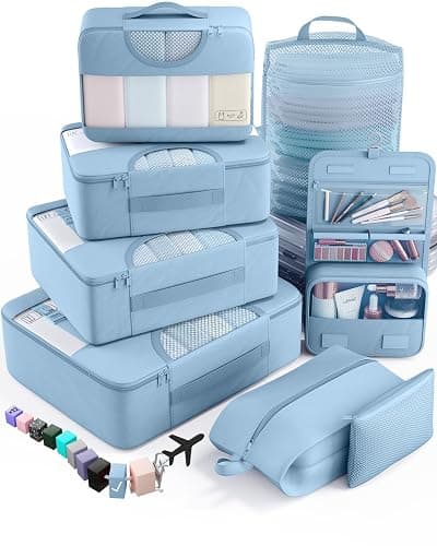 Veken 8 Set Packing Cubes for Travel Essentials, Suitcase Organizer Bags in 4 Sizes, Carry-On Luggage Accessories with Large Laundry & Hanging Toiletry Bag, Must-Have for Airplane, Road Trip & Camping - Image 1