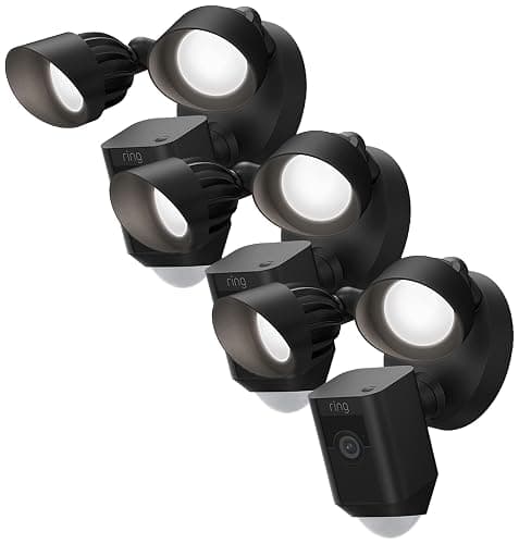 Ring Floodlight Cam Wired Plus (newest model), Outdoor home or business security with motion-activated 1080p HD video and floodlights, 3-pack, Black - Image 1