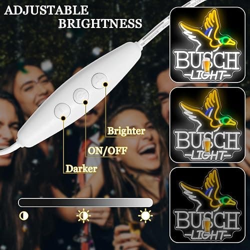 Beer Neon Sign Duck Beer Neon Light for Wall Decor Dimmable Bar LED Sign for Man Cave Bars Pub Party Store USB Powered Bu-Sch Sign Light for Gift thumbnail 3