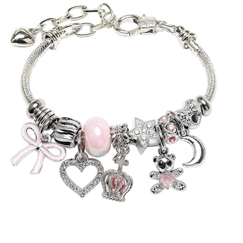 DS Charm Bracelets for girls,exquisite cute cartoon friendship Silver bracelets Stainless Steel Bangle with birthday Gift box, Adjustable girls jewelry Suitable for holiday gifts - Image 1