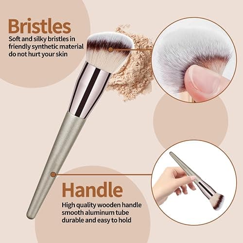 Makeup Brushes Set, 15 Pcs Professional Foundation Eyeshadow Powder Blending Brush Set, Makeup Brushes with Bag for Face, Eyebrow, Concealer thumbnail 2