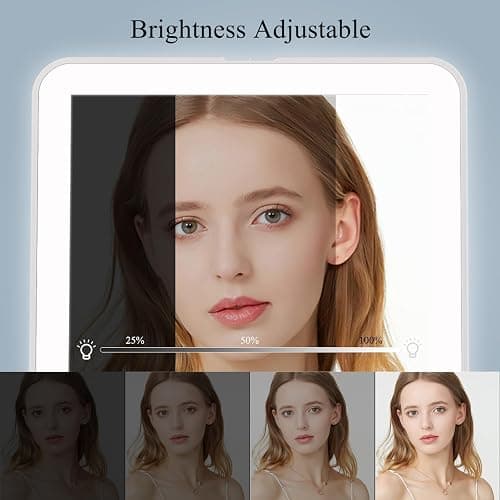 FUNTOUCH Rechargeable Travel Makeup Mirror with 72 Led Lights, Portable Lighted Beauty Mirror, 3 Color Lighting, Dimmable Touch Screen, Tabletop LED Folding Cosmetic Vanity Mirror thumbnail 4