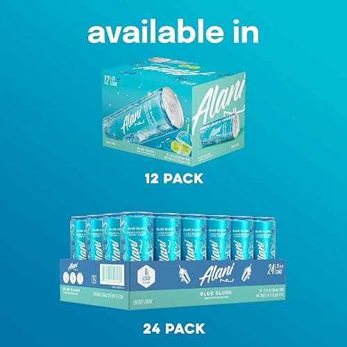 Alani Nu BLUE SLUSH, Sugar Free, Low Calorie Energy Drinks, 200mg Caffeine, Biotin, B Vitamins, Zero Sugar, 10 Calories, 12 Fl Oz Cans, 12 Pack thumbnail 8