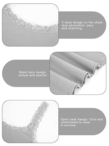 Sintege Women's Lace Patchwork Tank Top Lace Camisole Tank Sleeveless Cami Crop Y2k Tops thumbnail 5