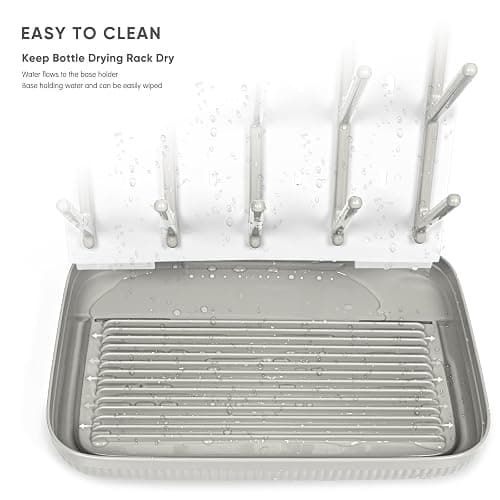 Termichy Baby Bottle Drying Rack: Large Vertical Bottle Dryer Rack Holder - Space Saving Standing Drying Rack for Baby Bottles and Pump Part Cleaning (Khaki) thumbnail 4