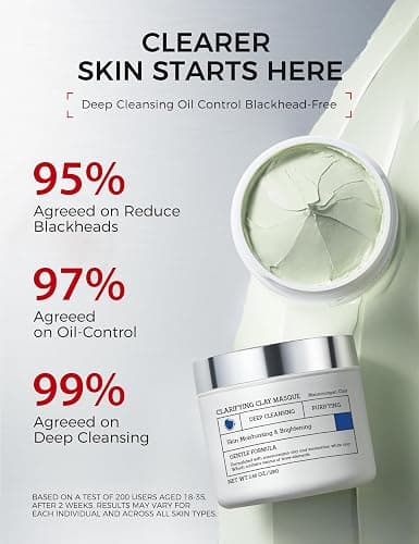 NING DERMOLOGIE Clay Mask for Face & Sensitive Skin: Triple Mud Formula Deep Cleans Pores Reduces Acne Balances Oil & Improves Texture - 3.88 Oz thumbnail 6