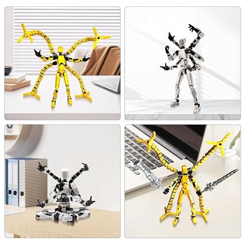 T13 3D Action Figure Set (Assembly Completed) 2 Pcs, 3D Printed Multi-Jointed, Titan 13 Action Figures, Multi-Articular Lucky Mobile Robot Nova,Desktop Decorations for Game Lovers Toys (Gold Sliver) thumbnail 6