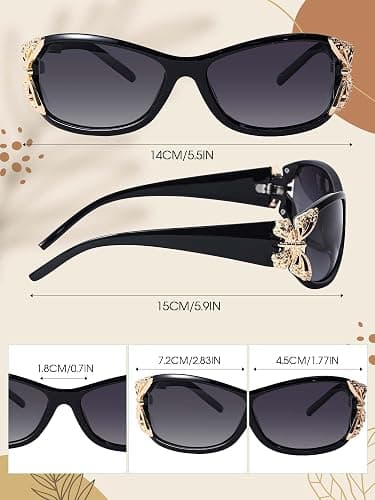 Tellegloww 3 Pcs Polarized Sunglasses for Women Fashion Butterfly Design Trendy Retro UV 400 Protection Sunglasses, 3 Style thumbnail 2