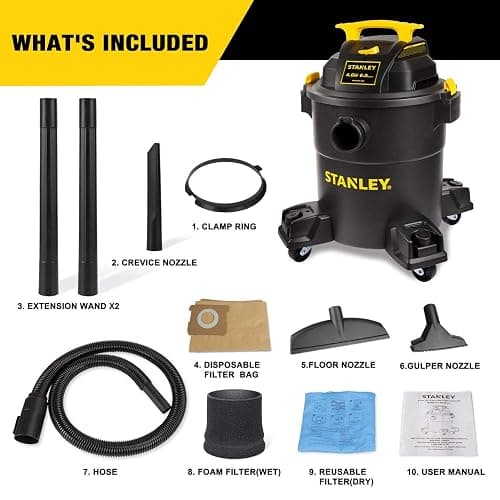 Stanley - SL18116P Wet/Dry Vacuum, 6 Gallon, 4 Horsepower Black thumbnail 4