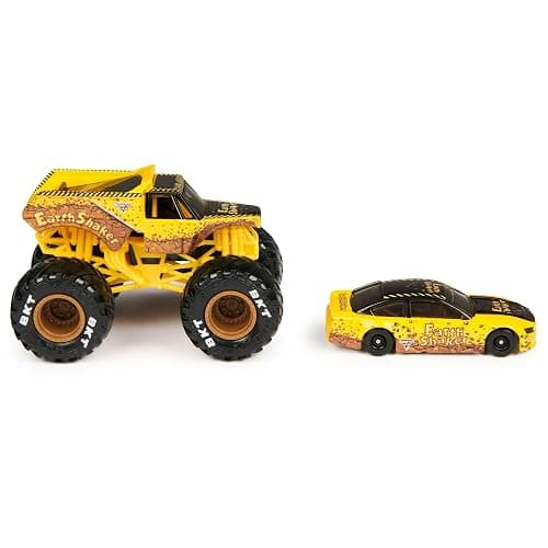 Monster Jam Official 1:64 Scale Diecast 2-Pack Series 5 Monster Truck and Race Car: Earth Shaker thumbnail 4