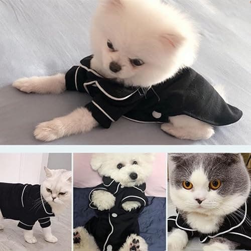 apott 3 Pack Dog Pajamas Pet Two-Legged Sleepwear Shirt Set Soft Cat Loungewear for All Year Round Black Pink Blue L thumbnail 6