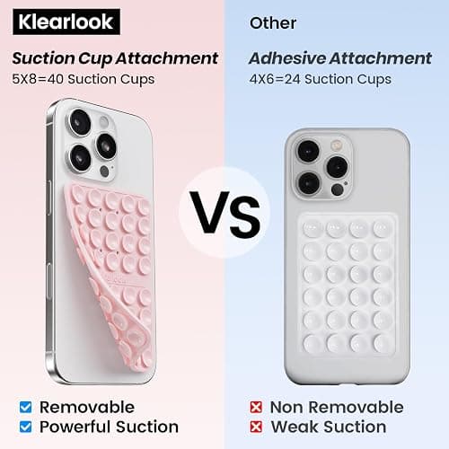 Klearlook Silicone Double Sided Suction Cup Phone Case Mount, Light Pink | Sticky Phone Grip with Higher Suction Power for iPhone, Hands-Free Phone Accessories Holder for Selfies and Videos thumbnail 2
