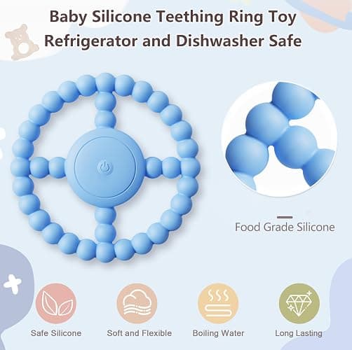 Vibrating Sensory Chew Toy - Dual Effect: Teether Teething Toys for Babies6-12 8-18 Months, Sensory Toys for Kids with Autism&Toddler Travel Essential,1-2 Year Old Boys Girls Gifts idea(Blue) - Blue thumbnail 5