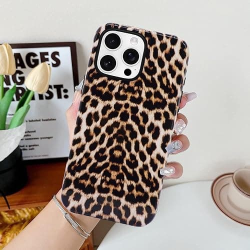 J.west Vintage Compatible with iPhone 16 Pro Max Case 6.9 inch with 2 Pack Tempered Glass Screen Protectors Cute Animal Leopard Hybrid Cover for Women Shockproof Protective Phone Cases thumbnail 2