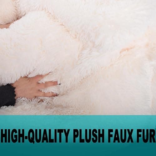Fluffy Stuffed Animal Storage Bean Bag Chair Cover (No Filler), Faux Fur Comfy Bean Bag Cover for Organizing Plush Toys or Textile, for Adults Teens Kids Girls, Beige thumbnail 4