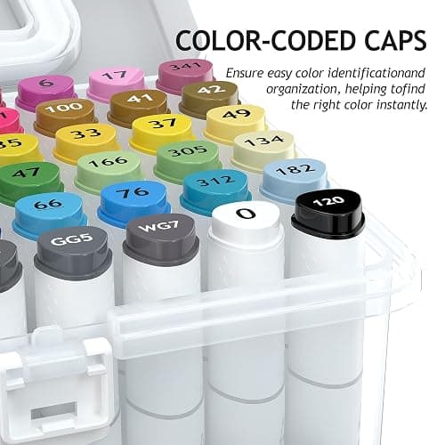 HaPi.Pen Alcohol Markers, 48 Colors Dual Tip Art Coloring Markers for Adult Coloring Books, Drawing, Sketching, Painting Supplies, Alcohol Based with Carrying Case thumbnail 4