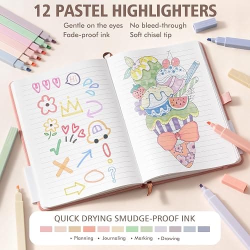 58PCS Aesthetic School Supplies, Cute College Ruled A4 Spiral Notebook Stationary Set Back to School Supplies Bible Study Kit Office College Essentials with Pastel Highlighters for Women Student Girls thumbnail 8